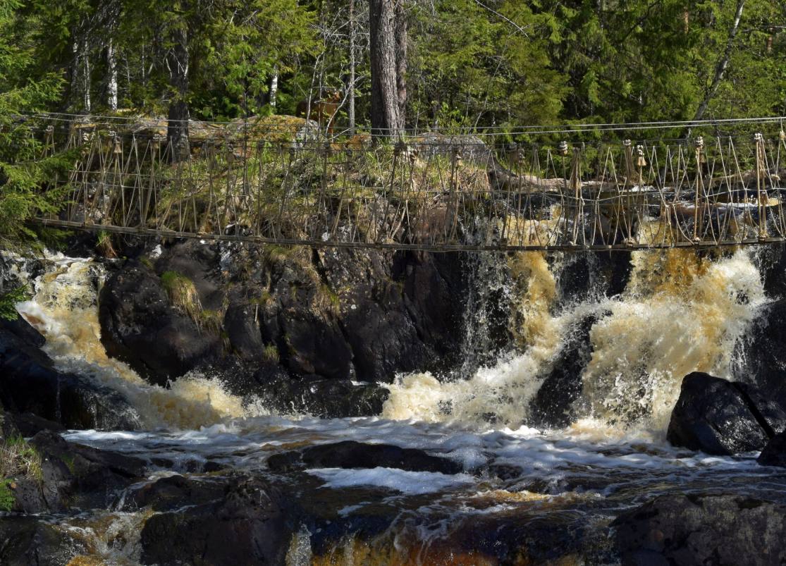 Водопады в карельском лесу